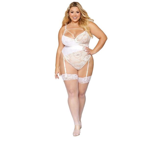 🦋B2G1🦋DREAMGIRL Floral Lace Garter Teddy With Asymmetrical Strappy Details 3XL - Picture 3 of 5